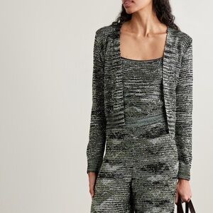 NWT New MISSONI Striped Sequin-Embellished Knitted Cropped Cardigan Size 36